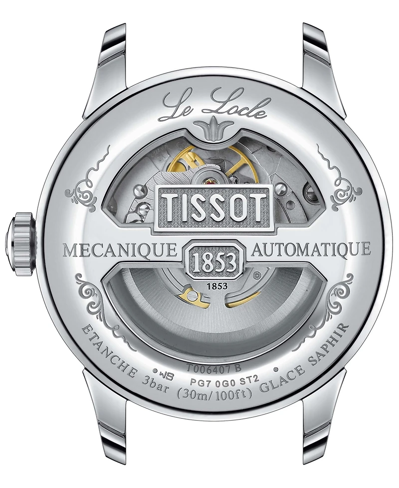 Tissot Men's Swiss Automatic Le Locle Powermatic 80 Open Heart Brown Leather Strap Watch 39mm