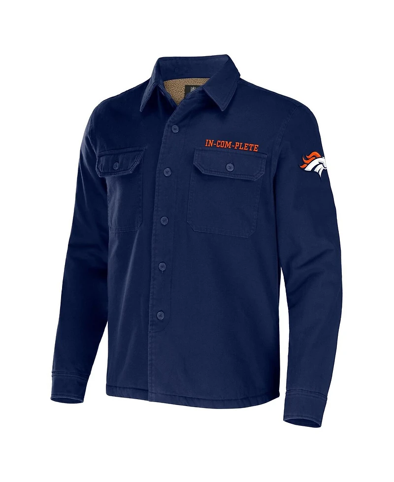 Men's Nfl x Darius Rucker Collection by Fanatics Navy Denver Broncos Canvas Button-Up Shirt Jacket
