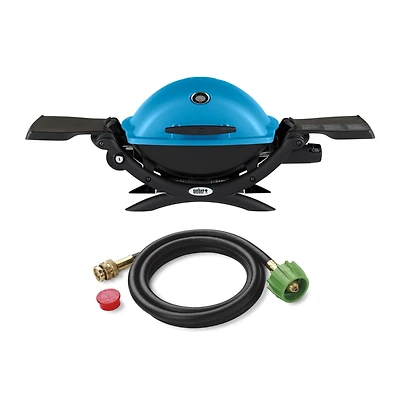 Weber Q 1200 Gas Grill (Blue) And Adapter Hose
