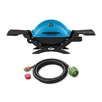 Weber Q 1200 Gas Grill (Blue) And Adapter Hose