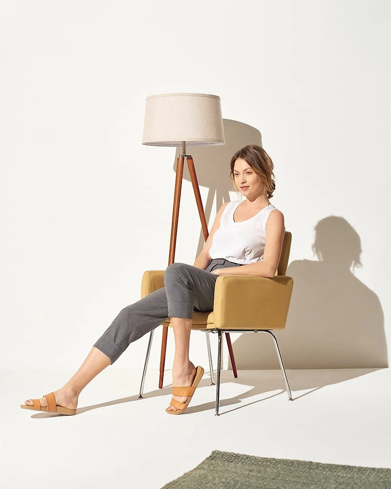 Emma 61" Led Contemporary Tripod Floor Lamp with Wooden Legs