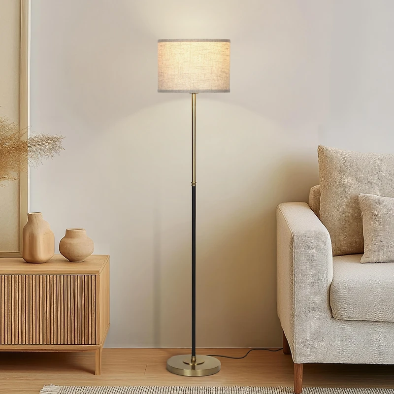 Emery Modern Led Standing Floor Lamp with White Drum Shade (60"), Bulb Included
