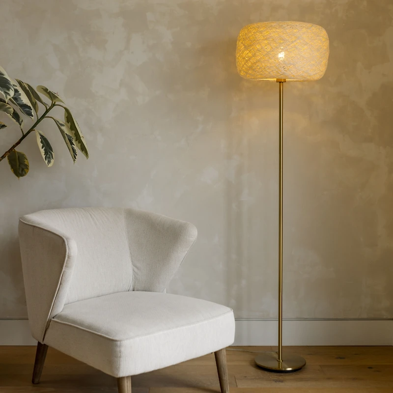 Rowan 60" Led Standing Floor Lamp with Threaded Twine Shade