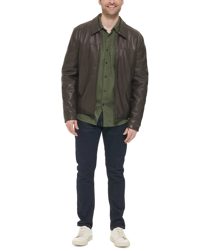 Cole Haan Men's Faux Leather Shirt Jacket