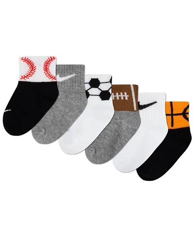 Nike Baby Boys Swoosh Sport Balls Socks, Pack of 6