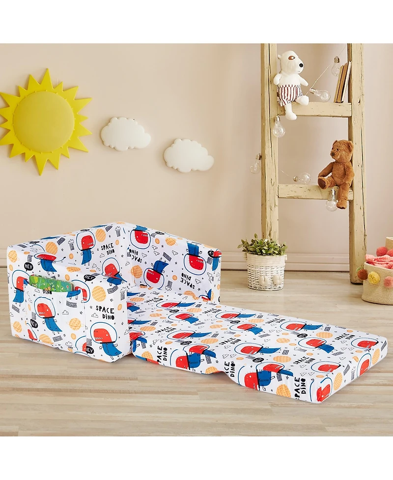 2-in-1 Convertible Kids Sofa to Lounger Flip-Out Chair