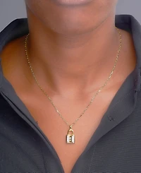 Wrapped Diamond Padlock 18" Pendant Necklace (1/6 ct. t.w.) in 14k Gold-Plated Sterling Silver, Created for Macy's
