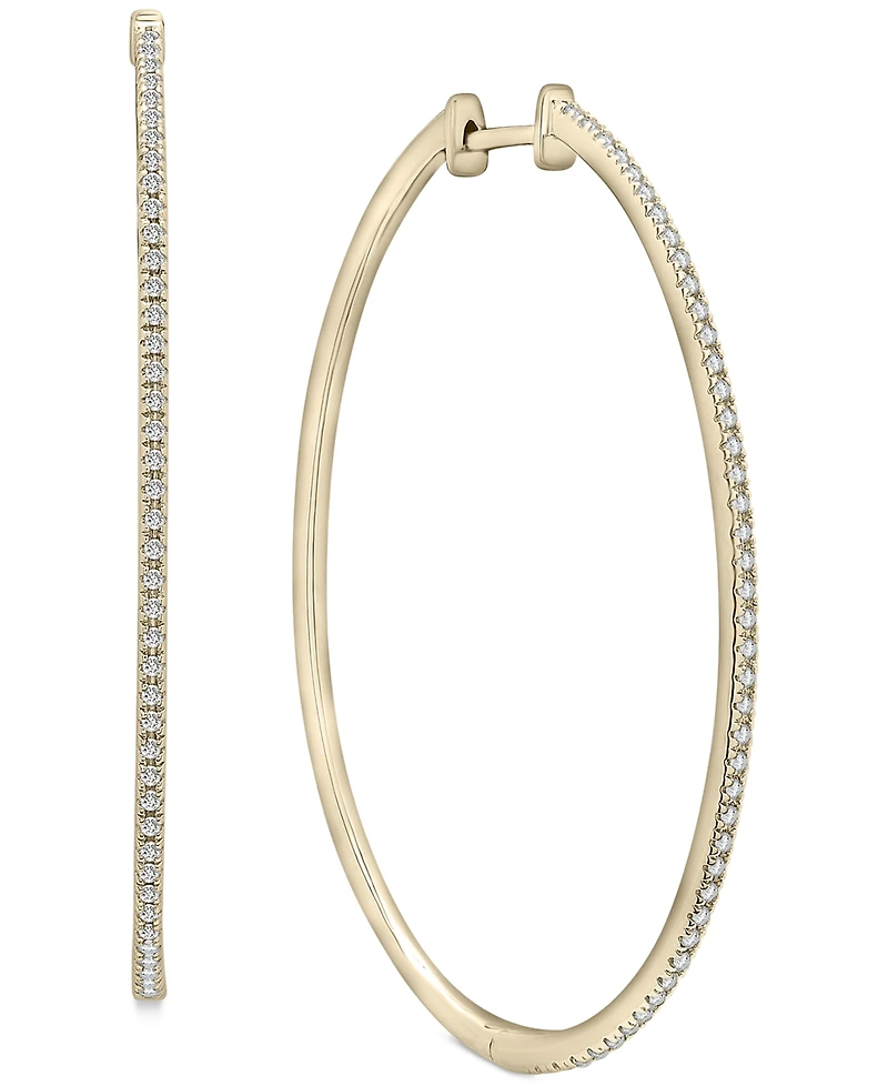 Wrapped Diamond Medium Hoop Earrings (1/4 ct. t.w.) in 14k Gold-Plated Sterling Silver, 1.5", Created for Macy's