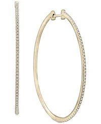 Wrapped Diamond Medium Hoop Earrings (1/4 ct. t.w.) in 14k Gold-Plated Sterling Silver, 1.5", Created for Macy's