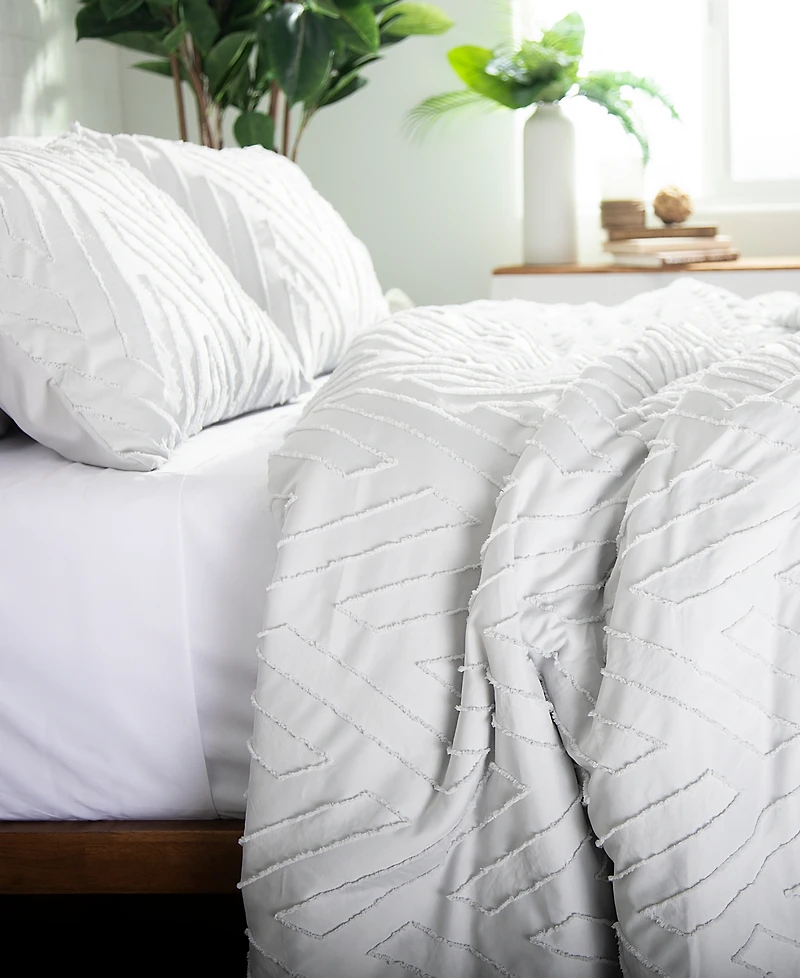 Southshore Fine Linens Chevron Clipped Jacquard 3-Pc. Comforter Set