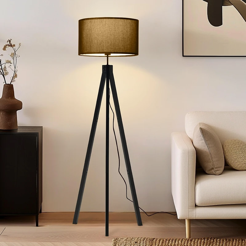 Brightech Eden 58" Led Traditional Tripod Floor Lamp with Fabric Drum Shade