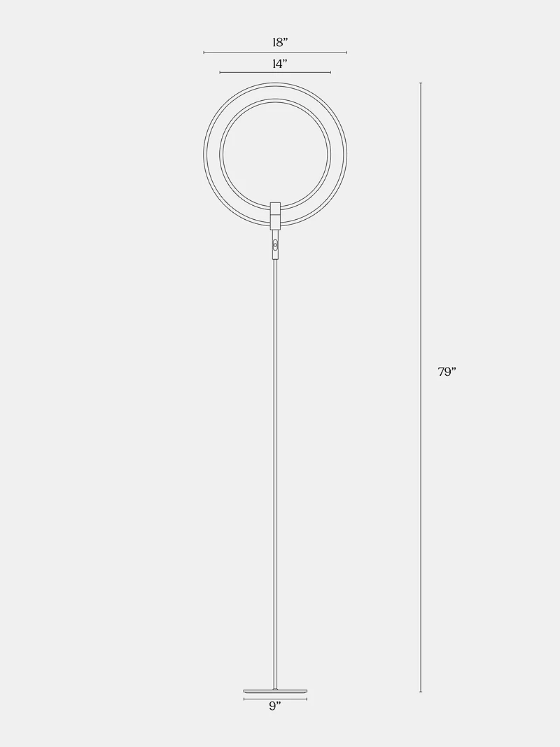 Eclipse 79" Led Torchiere Floor Lamp with Adjustable Rings