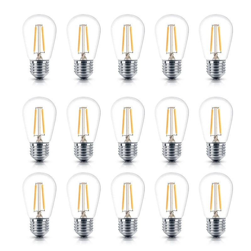 Brightech 15 Pack Bulbs - S14 Bulb, E26 Base, 2 Watt, 2700K Soft White Hue