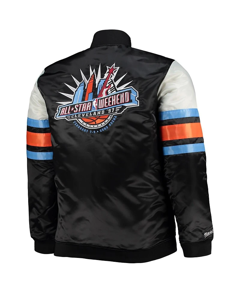 Men's Mitchell & Ness Black Big and Tall Hardwood Classics 1997 Nba All-Star Game Heavyweight Satin Full-Snap Jacket