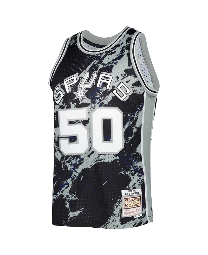 Men's Mitchell & Ness David Robinson Black San Antonio Spurs 1998-99 Hardwood Classics Marble Swingman Jersey