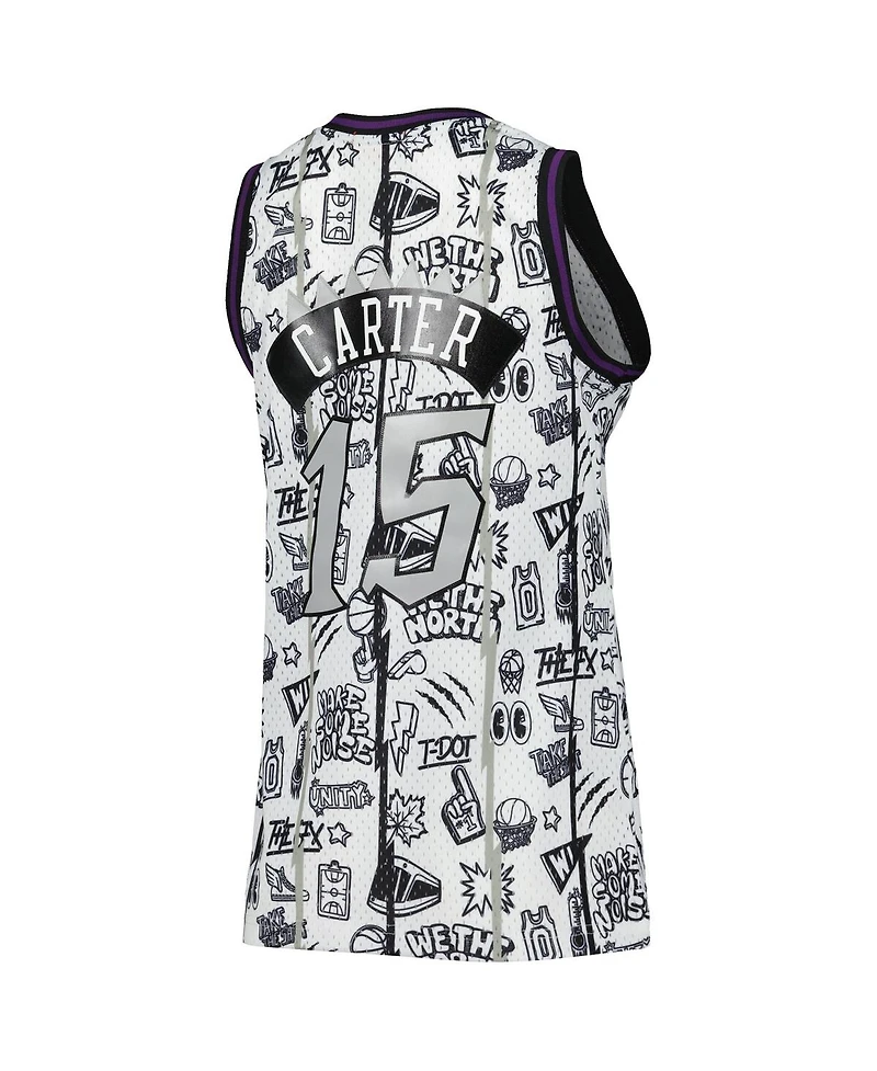 Women's Mitchell & Ness Vince Carter White Toronto Raptors 1998 Doodle Swingman Jersey