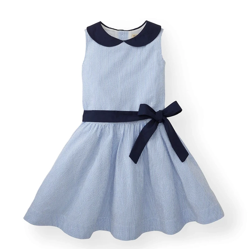 Hope & Henry Baby Girls Seersucker Peter Pan Collar Dress