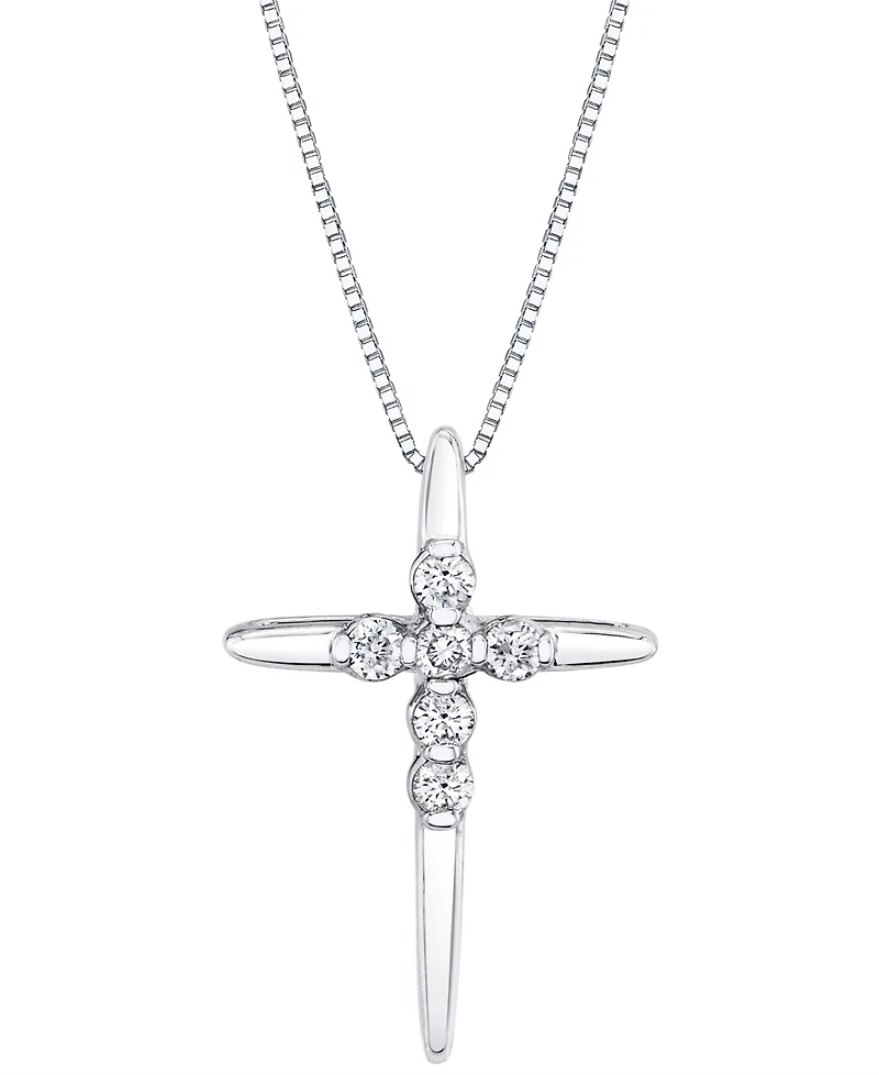 Sirena Diamond Cross 18" Pendant Necklace (1/8 ct. t.w.) 14k White or Yellow Gold
