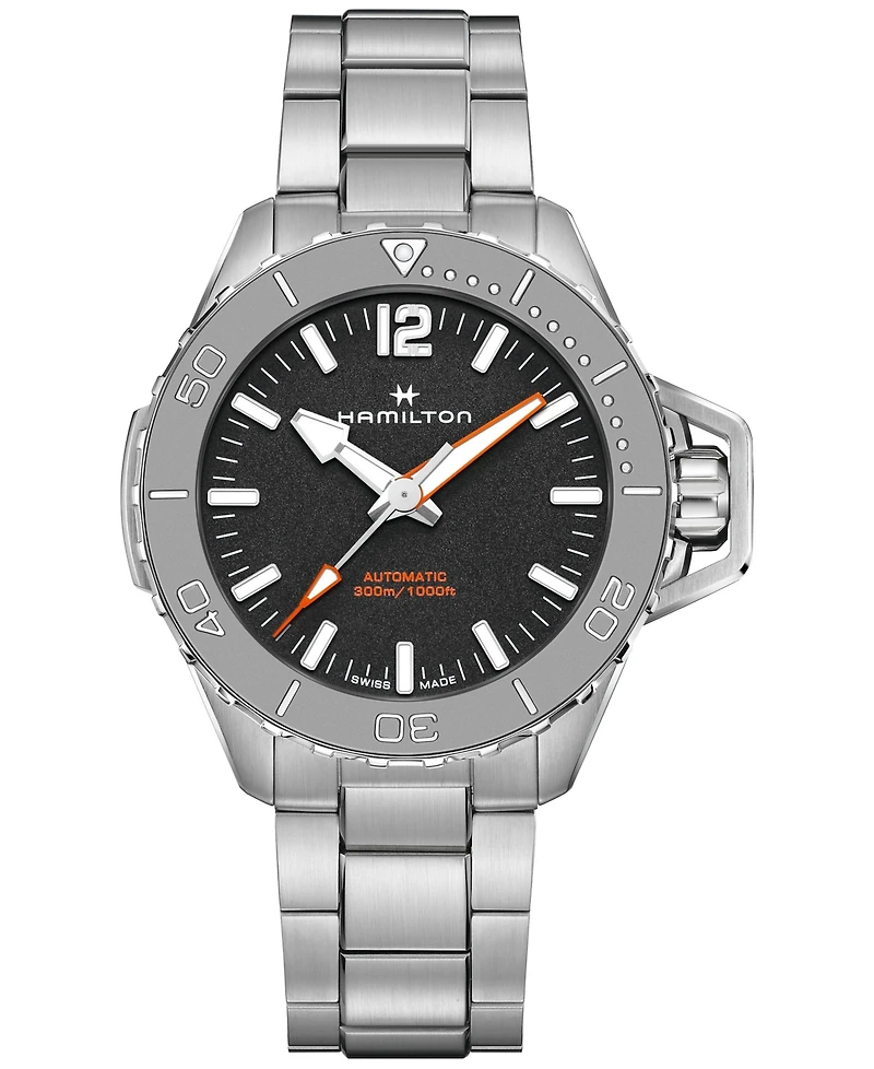 Hamilton Men's Swiss Automatic Khaki Navy Frogman Stainless Steel Bracelet Watch 46mm