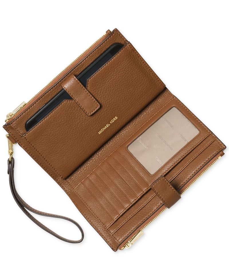 Michael Kors Adele Double-Zip Pebble Leather Phone Wristlet