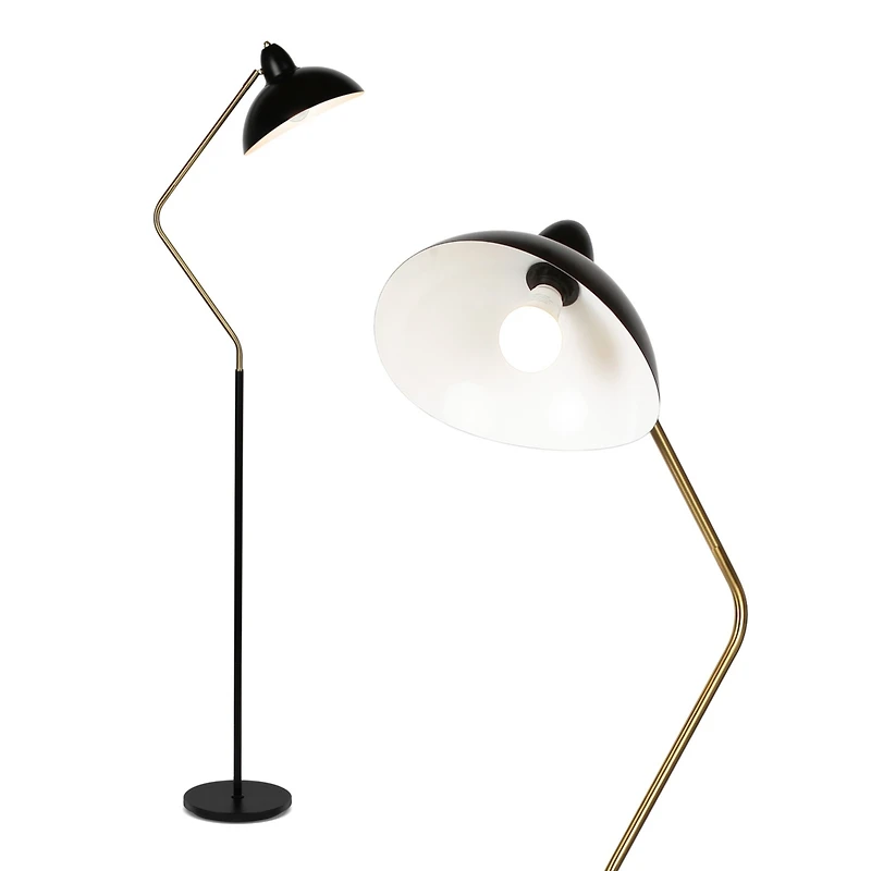 Swoop Led Reading Floor Lamp with Adjustable Head and Gold Accent (69")
