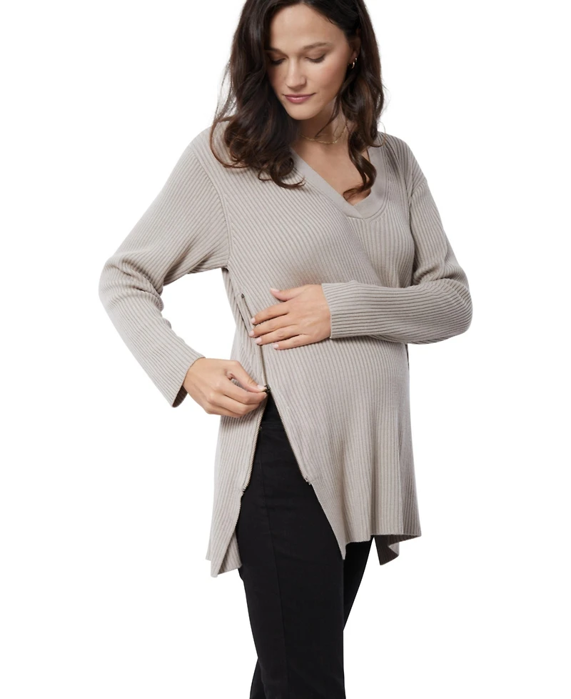 Women's Maternity Side Zip Nursing Sweater
