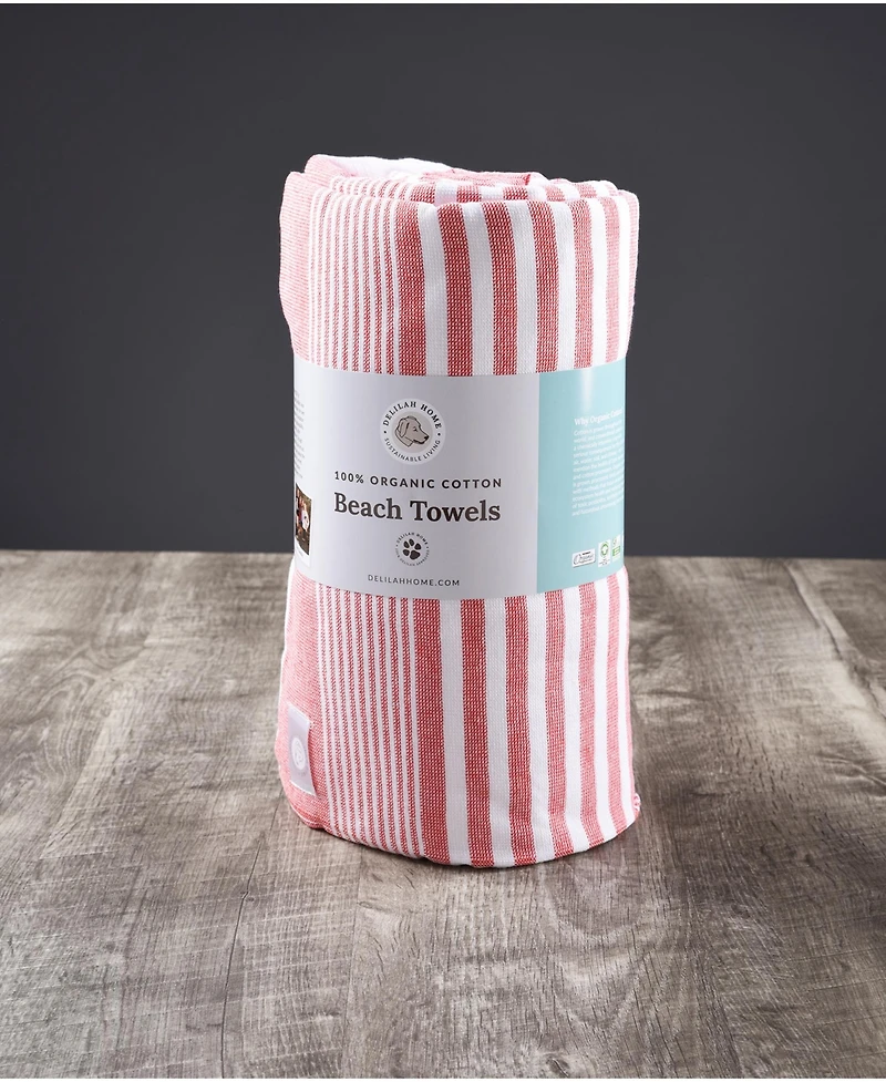 Delilah Home 100% Organic Cotton, Sand Resistant, Sunset Beach Towel, 36" x 70"