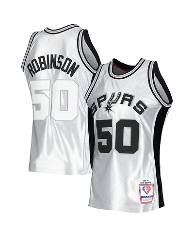 Men's Mitchell & Ness David Robinson Platinum San Antonio Spurs 1998-99 Hardwood Classics 75th Anniversary Swingman Jersey