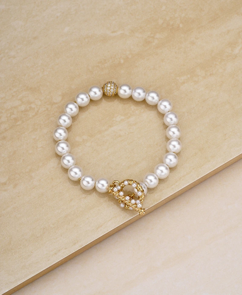 Ettika Pearl Beaded Toggle Bracelet