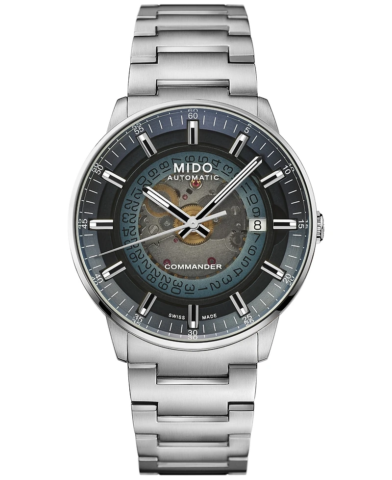 Mido Men's Swiss Automatic Commander Stainless Steel Bracelet Watch 40mm