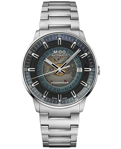 Mido Men's Swiss Automatic Commander Stainless Steel Bracelet Watch 40mm