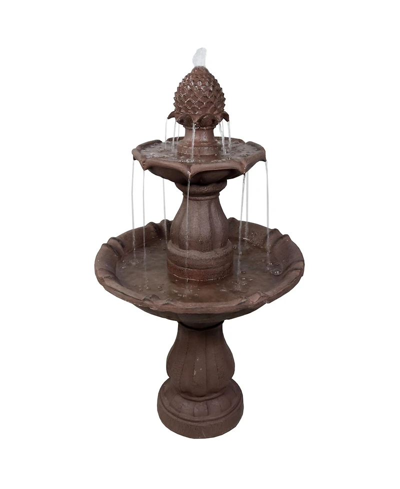 38"H Electric Polyresin and Fiberglass 2-Tier Curved Plinth Outdoor Water Fountain
