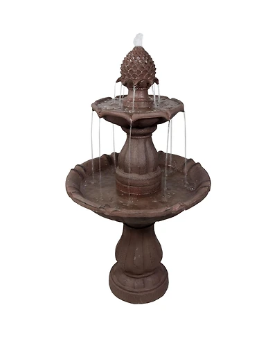 38"H Electric Polyresin and Fiberglass 2-Tier Curved Plinth Outdoor Water Fountain