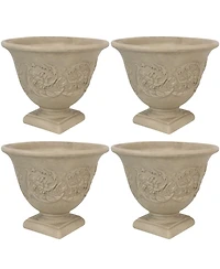 Darcy 16" Double-Walled Resin Outdoor Planter Pot - Fade-Resistant Beige Finish