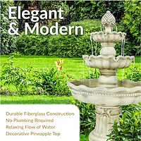 51"H Electric Polyresin and Fiberglass 3-Tier Pineapple Top Outdoor Water Fountain