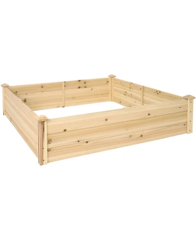 Square Wood Raised Garden Bed - Outdoor Elevated Planter Box for Flower, Vegetable, and Herb Gardening - 4 x 4