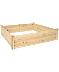 Square Wood Raised Garden Bed - Outdoor Elevated Planter Box for Flower, Vegetable, and Herb Gardening - 4 x 4