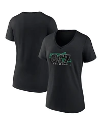 Women's Fanatics Black Boston Celtics Hometown Collection 617 V-Neck T-shirt