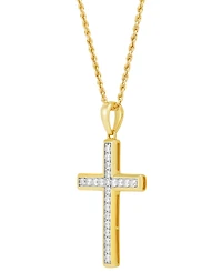 Grown With Love Men's Lab Grown Diamond Cross 22" Pendant Necklace (1 ct. t.w.) in 10k Gold & White Gold