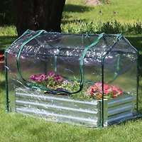 Raised Garden Bed with Cover Outdoor Mini Greenhouse Kit with 2 Zippered Doors - Clear - 4' x 2'