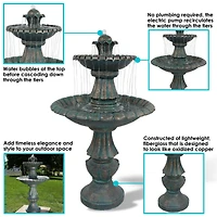 Sunnydaze Decor Nouveau 41-Inch Tall 2-Tier Outdoor Garden Water Fountain - Green