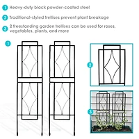 Contemporary Metal Wire Garden Trellis for Climbing Plants and Flowers - 30" H - Black - 2-Pack