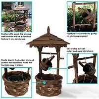 Sunnydaze Decor Old-Fashioned Wooden Wishing Well Water Fountain - Outdoor Garden Fountain Waterfall Feature - 48 Inch Tall