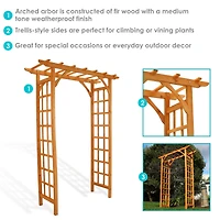 Sunnydaze Decor 78-Inch Wooden Garden Arbor Walkway Wedding Arch - Durable Wood with Weather-Resistant Wood Finish