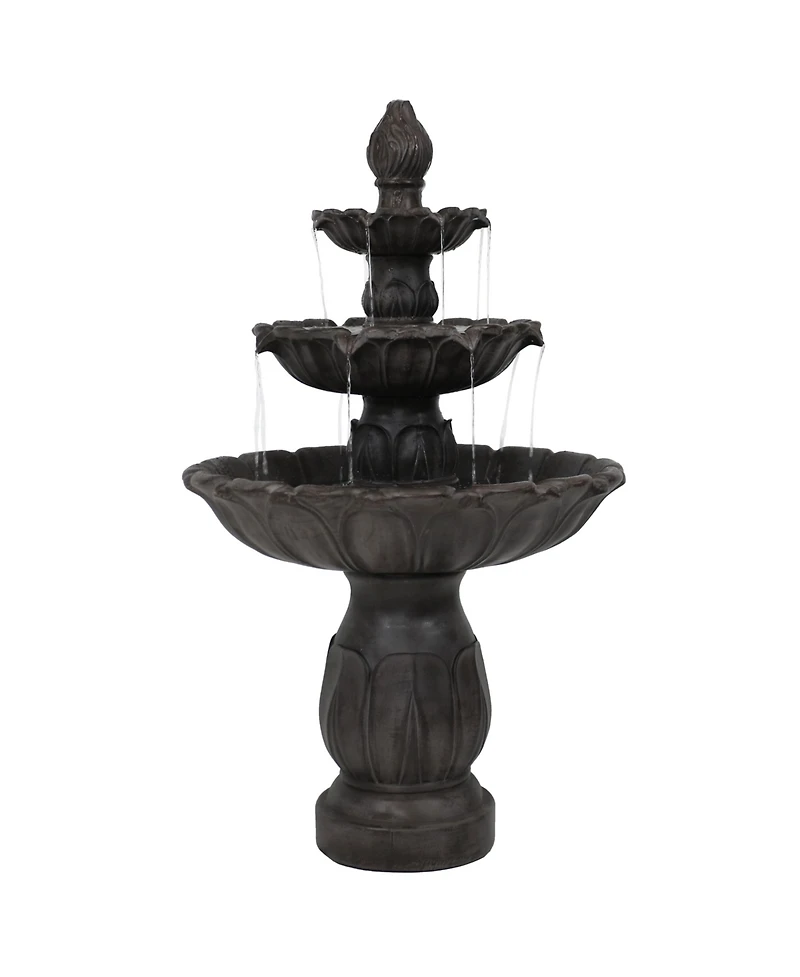 46"H Electric Polystone 3-Tier Classic Tulip Outdoor Water Fountain