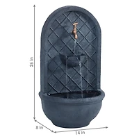 Messina 26-Inch Polystone Outdoor Wall Water Fountain - Electric Submersible Pump - Lead Finish