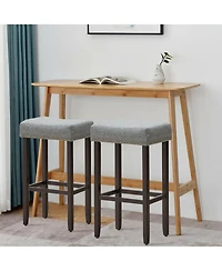 Costway Set of 2 Nailhead Saddle Bar Stools 29" Height
