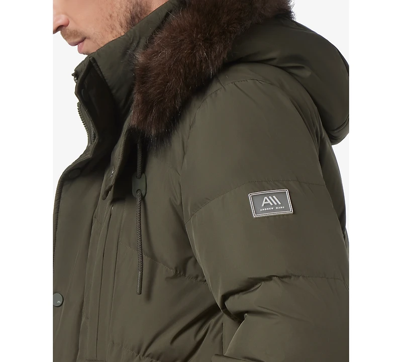 Marc New York Men's Tremont Down Parka with Faux Fur Trimmed Removable Hood