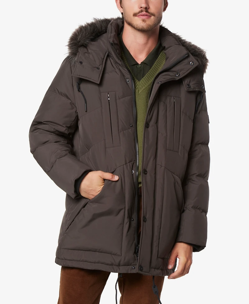 Marc New York Men's Tremont Down Parka with Faux Fur Trimmed Removable Hood