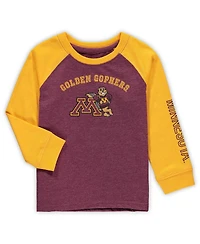 Toddler Boys and Girls Colosseum Heathered Maroon Minnesota Golden Gophers Long Sleeve Raglan T-shirt